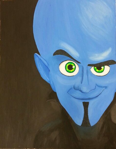 My first ever oil paint! Megamind Megamind Drawing Easy, Megamind Painting, Megamind Drawing, White Board Drawings, Cute Easy Paintings, Trash Art, Canvas Painting Designs, Acrylic Canvas, Mini Canvas