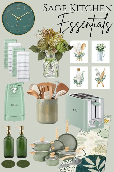 Revitalize your kitchen with the trending green palette! 🌿✨ Head over to Life and Style by Jilian to explore the latest in green kitchen designs. From vibrant emerald to calming sage, discover how to incorporate this fresh, nature-inspired color into your kitchen decor. Click to get inspired and bring a touch of green into your home! As an Amazon Associate, I earn from qualifying purchases at no extra cost to you. Thank you! #GreenKitchen #HomeDecor #KitchenInspiration #InteriorDesign White Kitchen With Sage Green Accessories, Green Kitchen Decorating Ideas, Sage Kitchen Decor, Sage Green Kitchen Decor, Green Kitchen Appliances, Kitchen Decor Green, Light Green Kitchen, Tan Kitchen, Citrus Kitchen