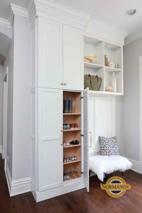 Hidden Mudroom Cabinets Small Entry Storage, Mudroom Small Space, Small Mudroom Storage, Mudroom Cabinet, Small Mudroom Ideas, Mudroom Storage, Entryway Storage Cabinet, Mudroom Cabinets, Hidden Laundry