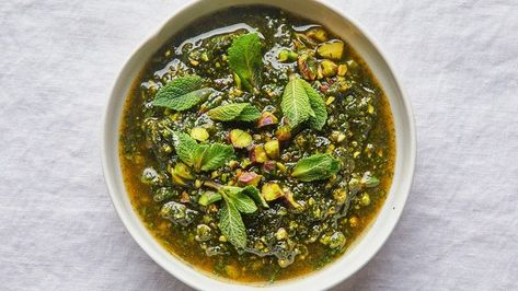 Mint Pesto Recipe, Mint Pesto, Raw Pistachios, Roasted Root Vegetables, Winter Dinner, Pesto Recipe, Root Vegetables, Lemon Recipes, Summer Dinner