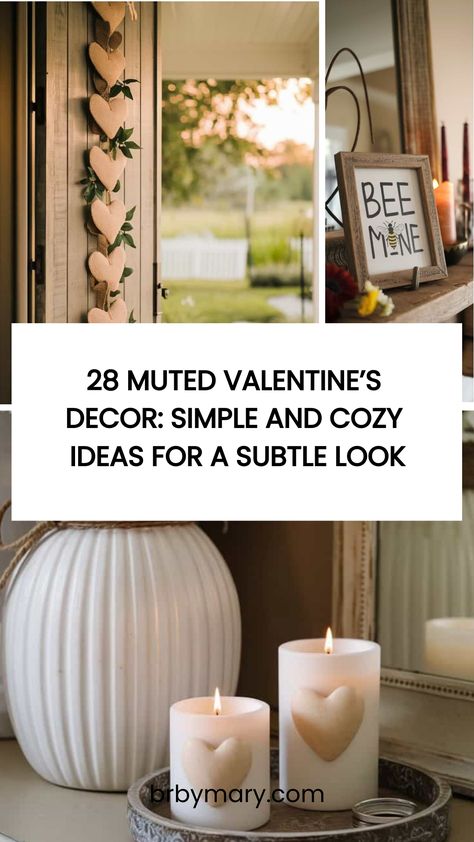 When Valentine’s Day rolls around, not everyone is looking for bold reds and bright pinks. If you’re like me, you may prefer a more understated, cozy vibe that still brings a bit of romance to your home interior. So here are 28 Muted Valentine’s Decor Ideas for your decor all around the house! Simple Valentine’s Day Room Decor, Valentine’s Day Bedroom Decor, Valentine Home Decor Ideas, Card Diy Ideas, Home Decor Ideas Simple, Valentine Home Decor, Burlap Garland, Day Date Ideas, San Valentine