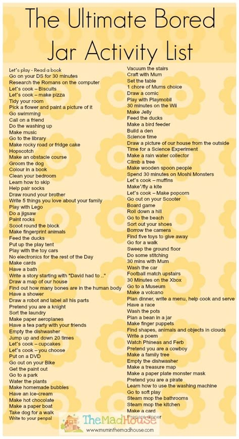 Bored Jar Activity List, Activity List, Freetime Activities, Bored Jar, Bored Kids, No Spend, What To Do When Bored, List Of Activities, Vie Motivation