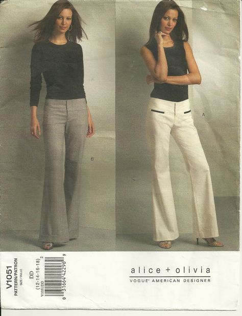 Vogue 1051 Alice + Olivia Pattern Low-Rise Flared Pants Choose Size Uncut #VoguePatterns #alice+olivia Hipster Pants, Low Rise Pants, Pants Sewing Pattern, Vogue Sewing, Vogue Sewing Patterns, Vogue Pattern, Vogue Patterns, Alice And Olivia, Sewing Pattern Sizes