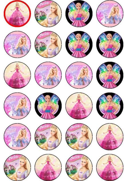 Barbie cupcake topper Barbie Cupcake Topper, Barbie Topper, Frozen Party Invitations, Barbie Party Supplies, Barbie Cupcakes, Butterfly Cupcake Toppers, Lol Doll Cake, Barbie Theme Party, Barbie Fairy