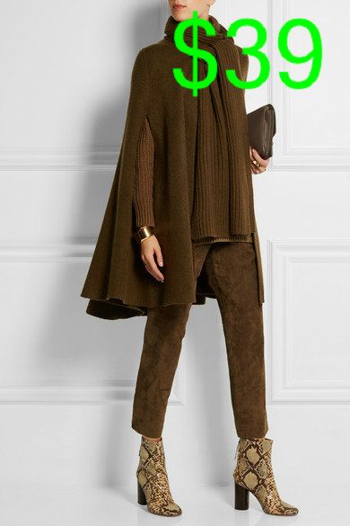 Michael Kors Collection | Ribbed merino wool and cashmere-blend cape | NET-A-PORTER.COM Brown Poncho Outfit, Eden Moon, Winter Street Style, Green Clothes, Poncho Outfit, Moon Lee, Michael Kors Boots, Color Combinations For Clothes, Winter Street