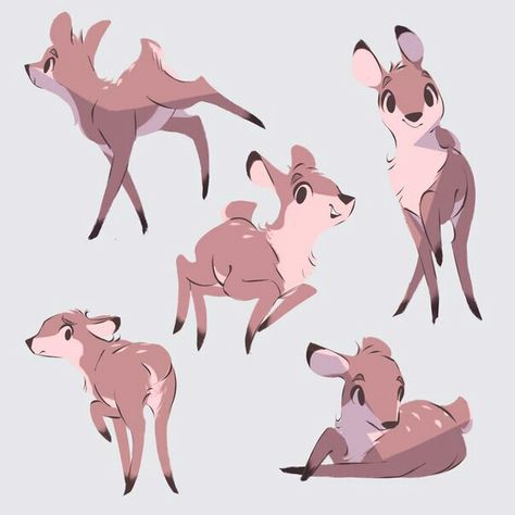 Dog Face Drawing, Dogs Cartoon, Deer Drawing, 동화 삽화, Dog Sketch, Animal Character, Different Poses, Deer Art, Art Manga