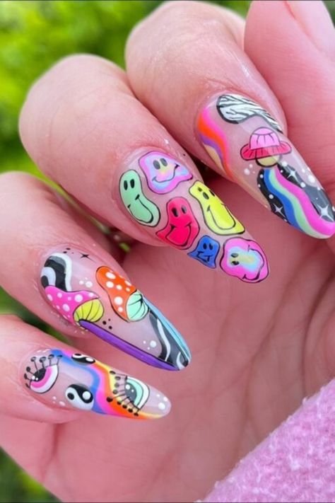 #BEAUTY, #RELATIONSHIPS #Fashion #Animals #Outfits #Winter Outfits #Animals Trippy Nail Designs, Psychadelic Nails, Lsd Nails, Trippy Nail Art, Hippie Nail Art, Trippy Nails, Rave Nails, Concert Nails, Designs For Short Nails