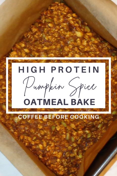 Vegan High Protein Pumpkin Spice Oatmeal Bake OHM Eats Oatmeal With Pumpkin Seeds, Protein Pumpkin Oatmeal Bake, High Protein Pumpkin Baked Oatmeal, Pumpkin Protein Baked Oatmeal, Pumpkin Puree Protein Recipes, Protein Pumpkin Baked Oatmeal, Pumpkin Spice Protein Powder Recipes, Baked Oatmeal With Protein Powder, High Protein Pumpkin Recipes