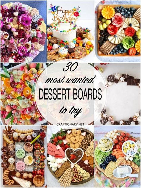 30 Most Wanted Dessert Board Ideas - Craftionary Dessert Board Ideas, Christmas Dessert Platter, Birthday Charcuterie, Snack Factory Pretzel Crisps, Dessert Boards, New Years Eve Dessert, Peppermint Meringues, Holiday Door Decorations, Dessert Board