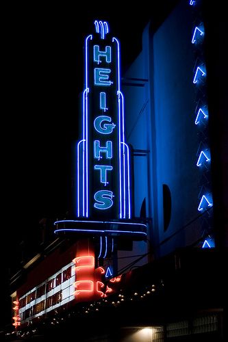 I believe this is the neon marquee from the Heights theaters in Brooklyn Hights. Theatre Signage, Art Deco Neon, Theatre Sign, Houston Heights, South Street, Texas Houston, Neon Moon, Vintage Neon Signs, Vintage Neon