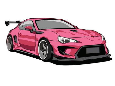 Toyota 86 Drawing, Toyota Gt86 Drawing, Gt86 Drawing, Wide Body Car, Subaru Gt, Car Vector Art, Car Digital Art, Car Vector Illustration, Auto Illustration