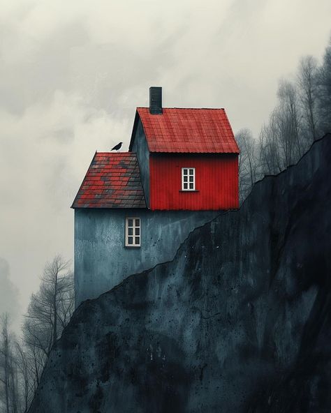 Inge Schuster | Photographer | Digital Art | AI (@inge.schuster) • Instagram photos and videos Digital Architecture, Abstract Tree Painting, Rain Painting, Watercolor Architecture, Barn Painting, Living On The Edge, Architecture Poster, The Abyss, Building Art