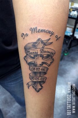 Tattoo Ideas For Men Memorial, Memory Name Tattoos, Memorial Tattoos For Men Mom, Remember Grandma Tattoo, Tattoo Ideas For Men Grandma, Tattoo For Father Who Passed For Men, Tattoo For Grandmother Passing, Tattoos For My Grandmother, Cross Remembrance Tattoos