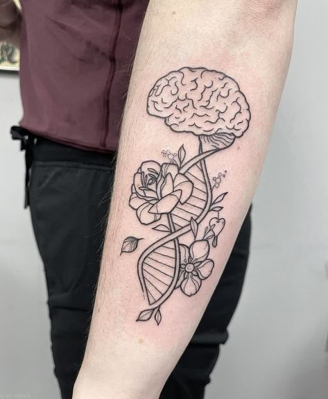 Brain Tree Tattoo, Fine Line Brain Tattoo, Brain Tattoo Ideas, Tattoo Down Spine, Brain Tattoo, Nurse Tattoo, Awareness Tattoo, Medical Tattoo, Health Tattoo