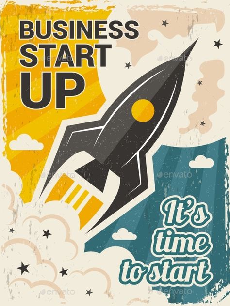 Vintage Startup Poster #Vintage, #Startup, #Poster Entrepreneurship Poster, Startup Poster, Startup Presentation, Poster Business, Startup Design, Retro Style Posters, Instagram Branding Design, Vintage Motorcycle Posters, Social Media Art