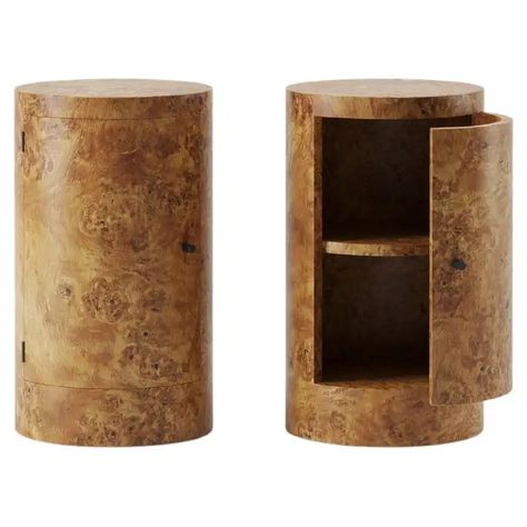 Pair of Constant Night Stands in Poplar Burl wood by Yaniv Chen for Lemon For Sale at 1stDibs Craftsman Bedside Table, Burl Nightstand, Cool Nightstand, Designer Nightstand, Honey Oil, 3d Files, Walnut Burl, Timber Veneer, Hand Loomed Rug