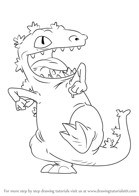 Reptar Drawing, Rugrats Drawings Easy, How To Draw Rugrats, Reptar Rugrats, Graffiti Art Drawings, Rugrats Characters, Rugrats Cartoon, Escuela Diy, 90s Tattoos