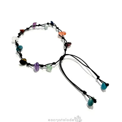 Check out our stunning handmade black cord bracelet, featuring a vibrant mix of multi-colored stones! 🌈✨ Perfect for everyone, this unisex piece is adjustable for the perfect fit. Whether you’re dressing up or keeping it casual, this bracelet adds a pop of color and style to any outfit. Handmade with love, just for you. 💫🖤 Shop from our website www.acrystalode.com Crystal Macrame, Avatar Dr, Edgy Jewelry, Bead Diy, Color Vibe, Cord Jewelry, Colored Stones, Beaded Crafts, Cord Bracelet