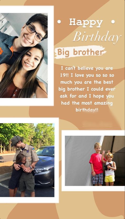 Big Brother Captions Instagram, Birthday Caption For Brother, Instagram Story Birthday, Happy Birthday Brother From Sister, Happy Birthday To Brother, Happy Birthday Big Brother, Happy Birthday Little Sister, Happy Birthday Captions, Big Brother Quotes