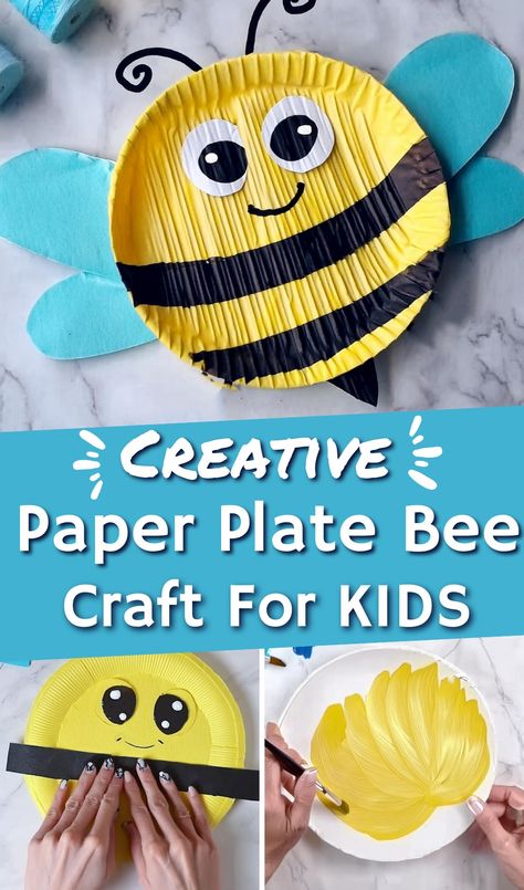 Beautiful Paper Plate Bee Craft Idea For Kids Kids Paper Plate Crafts, Bumble Bee Plate Craft, Preschool Bumblebee Craft, Toddler Bumble Bee Craft, Bumble Bee Paper Plate Craft, Bumble Bee Craft Preschool Art Projects, Dollar Tree Storage, Bee Crafts For Kids, Paper Bag Puppets