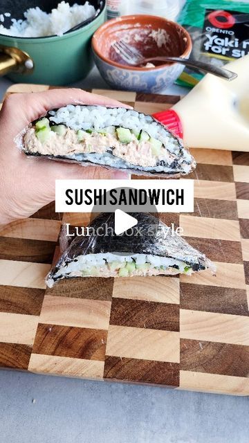 Lee | Budget Family Meals, Easy Recipes, Lunchbox, Frugal Tips on Instagram: "☆ Sushi Sandwiches☆ My new favourite way to make sushi for lunch boxes! 

You may have seen this pop up on my stories in the last couple weeks, and after so many DM's, I just had to make a reel to show you all how it's done.

You'll never go back to making rolls again, because this way is quicker, easier, and so much less mess!

I've used cucumber, and a tuna + mayo mix, but you can use any fillings you like. If you want to see how I make my sushi rice, scroll back through my reels and there's one dedicated to making sushi rice 🍣 🍣 

So who's making this for lunchboxes soon!???" Sushi For Lunch, Sushi Wraps Recipes, Sushi Sandwich Recipes, Healthy Filling Lunch, Sushi Sandwiches, Family Meals Easy, Protein Prep, Making Sushi Rice, Sushi Wrap