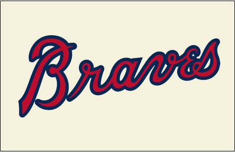 Atlanta Braves Jersey Logo (2012) - Braves in scarlet with a navy outline on a cream-colored uniform Braves Tomahawk, Logo Meaning, Atlanta Braves Wallpaper, Atlanta Braves Jersey, Braves Jersey, Atlanta Braves Logo, Braves Logo, Feather Logo, Atlanta Braves Baseball