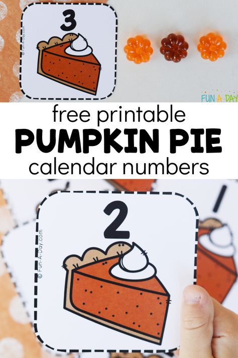 Use these pumpkin pie calendar numbers with your classroom calendar AND to practice so many early math skills with preschool and kindergarten kids. Click on the Fun-A-Day.com link to get your own copy. Classroom Calendars, Thanksgiving Calendar, Printable Calendar Numbers, Starting Preschool, Number Activities Preschool, Preschool Calendar, Thanksgiving Activities Preschool, Preschool Christmas Activities, Calendar Math