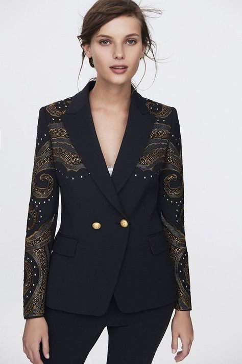 Blazer Naomi Navy Blue Embroidery Blazer, Online Shopping Clothes Women, Classy Suits, Pieces Of Clothing, Conquer The World, Mens Fashion Classic, Exclusive Clothing, Embroidery Designs Fashion, Original Clothes