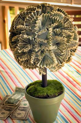 Money Tree Ideas, Money Balloon, Money Frame, Money Birthday Cake, Ways To Give Money, Money Cakes, Money Folding, Graduation Money Gifts, Origami Money