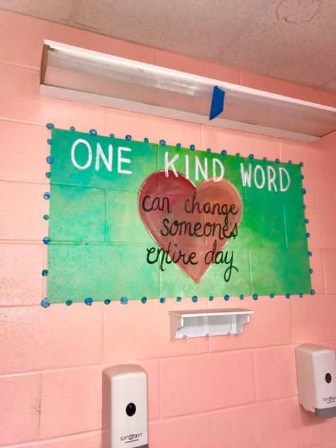 These Bathroom Murals Have Just The Messages Teenage Girls Need To Read Bathroom Mural, School Improvement, School Bathroom, School Hallways, School Culture, School Climate, Classroom Quotes, School Murals, Classroom Bulletin Boards