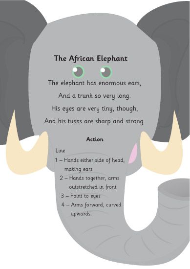 African Poems Elephant Poem, African Poems, Elmer The Elephant, Preschool Jungle, Elmer The Elephants, Dear Zoo, Elephant Crafts, Zoo Theme, Kids Poems