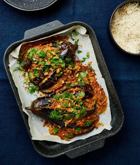 Meera Sodha’s vegan recipe for satay sauce roast aubergine | Vegan food and drink | The Guardian Meera Sodha, Satay Sauce, Vegan Recipe, Vegetable Dishes, Vegan Food, Veggie Recipes, The Guardian, Savoury Food, Farmers Market