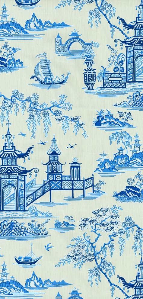 Chinese Porcelain Pattern, Chinoiserie Interior, Green Chinoiserie, Blue And White Decor, Print Design Art, Willow Pattern, Blue And White China, China Art, Blue Willow