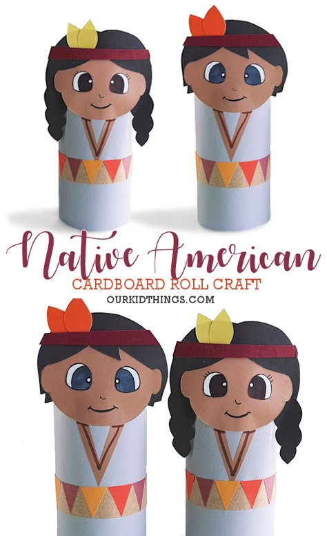 Cardboard Roll Native American Craft Easy Tissue Paper Flowers, Luca Party, People Craft, Pilgrim Crafts, Craft Thanksgiving, American Indian Crafts, Native American Children, Cardboard Rolls, Indian Arts And Crafts