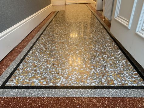 Terrazzo Restoration Twickenham TW1 Terrazo Design Floor, Marble Chips Floor Design, Terrazo Floor Living Room, Terrazzo Flooring Living Room, Terrazo Flooring, Concrete Floors Living Room, Terazzo Floor, Floor Pattern Design, Marble Floor Pattern