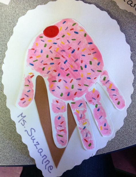 Handprint Drippy Ice Cream Cone craft for preschoolers Ice Cream Cone Craft, Ice Cream Craft, Fun Kids Crafts, Printable Ice Cream, Summer Crafts For Toddlers, Ice Cream Crafts, Truck Crafts, Toddler Themes, Ice Cream Theme