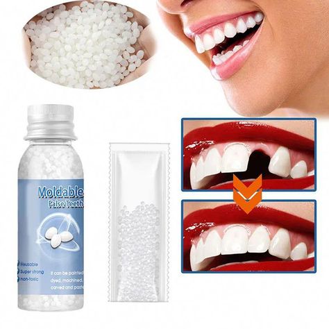 Description: 100% Brand New and high quality. Item Type: Temporary Tooth Repair Glue Material: Resin Color: White Net Content: 10g, 20g, 50g, 100g Package Includes: 1pack Tooth Repair Glue Features: - It adopts natural resin-based materials, non-toxic and tasteless, will not be absorbed by the human body, can be reused Teeth Repair, Broken Teeth, Teeth Covers, Temporary Tooth, Tooth Repair, False Teeth, Fake Teeth, Gap Teeth, Missing Teeth