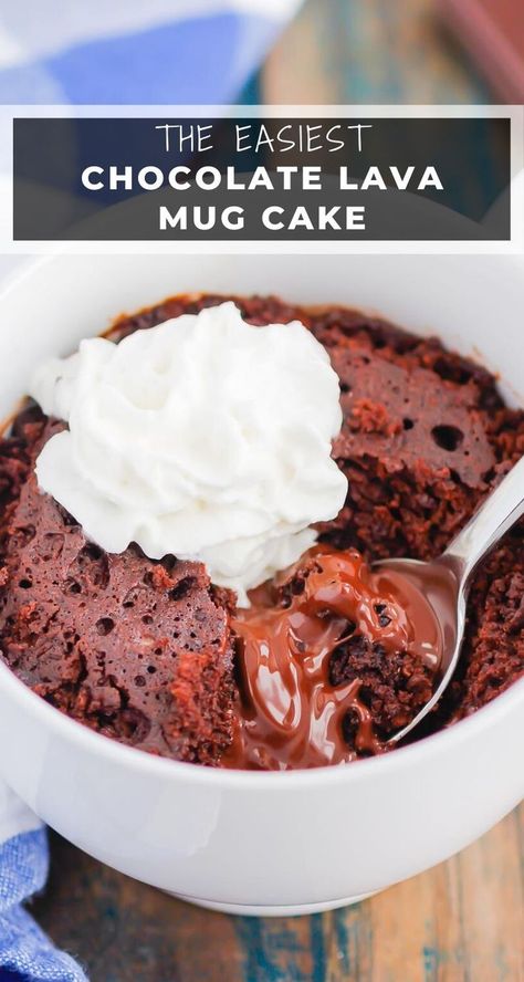 Mug Lava Cake, Chocolate Lava Mug Cake, Lava Mug Cake, Cake Microwave, Easy Mug Cake, Blueberry Dump Cakes, Mug Cake Recipe, Microwave Cake, Mug Cake Microwave