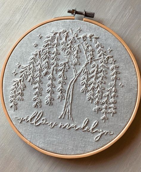 708 Likes, 18 Comments - E R I N  E S S I A M B R E (@saltwaterstitches) on Instagram: “It was so hard to choose a favourite hoop for today’s prompt of “favourite hoop” 🖤 Ultimately I…” Converse Embroidery, Tree Name, Hozier, Willow Tree, Hand Embroidery Patterns, For Today, Choose Me, The Tree, Needlepoint