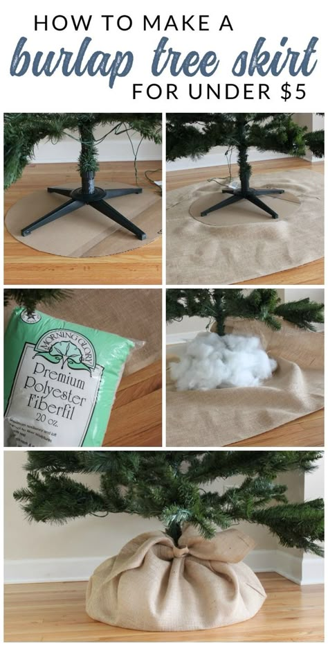 Easy Diy Christmas Tree, Diy Christmas Tree Skirt, Burlap Tree, Burlap Tree Skirt, Burlap Trees, Burlap Garland, Christmas Tree Decorating, Diy Burlap, Tree Decorating