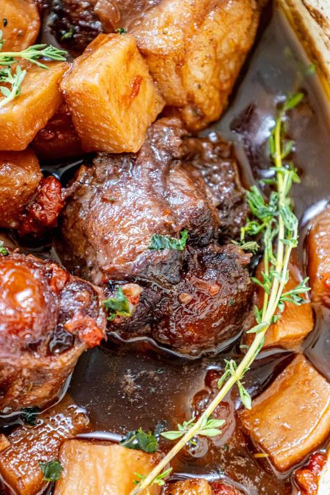 Oxtail Oven Recipes, Oxtail Stew Recipe, Roasted Rutabaga, Roasted Turnips, Oxtail Stew, Oxtail Recipes, Simple Green Salad, Hearty Stews, Oven Recipes