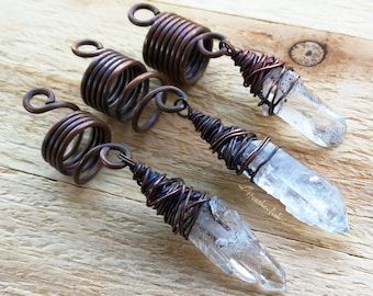 Dread Jewelry, Dreadlock Jewelry, Braid Jewelry, Dreadlock Beads, Loc Jewelry, Dread Beads, Oxidized Copper, Wrapped Earrings, Wire Wrapped Earrings