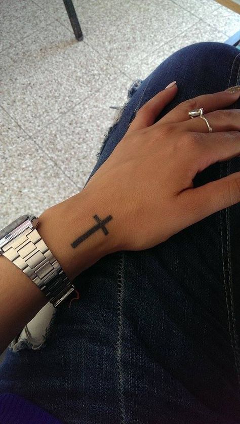 Cross On Side Of Wrist Tattoo, Cross On Thumb Tattoo, Cross Tattoos For Women On Hand, Cross Hand Tattoos For Women, Cross On Hand, Little Cross Tattoos, Cross Tattoo On Hand, Cross Tattoo On Wrist, Small Cross Tattoos