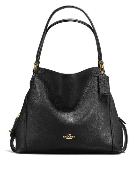 Coach Edie Shoulder Bag, Polished Pebble, Black Bag, Arm Candy, Coach Purses, Rebecca Minkoff Hobo, Pebbled Leather, Purse Wallet, Leather Handbags