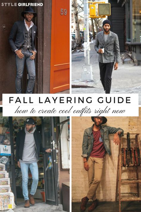 How To Layer Mens Clothes, Mens New England Fall Style, Mens Fall Layering Outfits, Mens Layering Outfits, Layering Outfits Men, Mens Fall Boots, Layering Clothing, Colorful Fall Outfits, Mens Layering