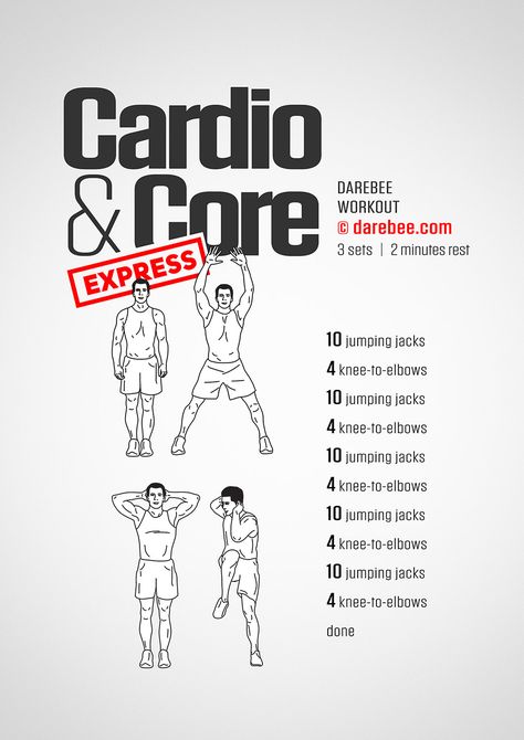 Cardio & Core Express Darebee Workout, Core Exercise, Cardio Workout At Home, Core Exercises, Cardio Training, Ab Workout At Home, At Home Workout Plan, Aerobic Exercise, Fitness Yoga