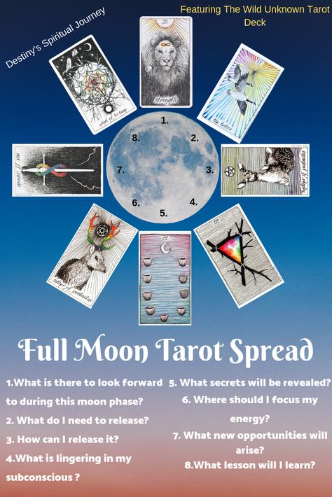 Full Moon Tarot Spread! Full Moon Tarot Spread, Tarot Layouts, Full Moon Tarot, Aries Tarot, Biddy Tarot, Wild Unknown Tarot, Tarot Reading Spreads, Release Negativity, Learning Tarot Cards