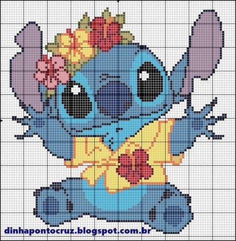 Geeky Cross Stitch Patterns, Kawaii Cross Stitch, Lilo And Stitch Ohana, Disney Cross Stitch Patterns, Pola Kristik, Disney Cross Stitch, Beaded Cross Stitch, Pixel Art Pattern, Crochet Cross