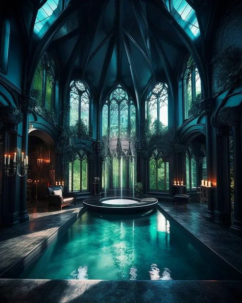 Ben Myhre on Instagram: “Light and Dark Bathing Rooms 🛁⚪️⚫️✨️ Another magical collaboration with @lolitartwork who conjured the light ⚪️ while I conjured the dark…” Minecraft Magic, Gothic Mansion, Gothic Interior, Magical House, Fantasy Bedroom, Dark Castle, Magic House, Fantasy Rooms, Dark Home Decor