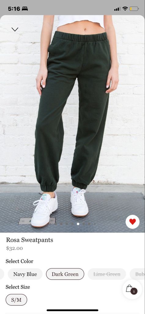 Brandy Sweatpants Outfit, Brandy Sweatpants, Brandy Melville Rosa Sweatpants, Brandy Melville Sweatpants, Rosa Sweatpants, Green Sweatpants, Sweatpants Outfit, Brandy Melville, Brandy